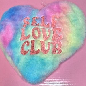 Vivitar 12" Warming Plush Heart Pillow with the text "SELF LOVE CLUB" on it nwot